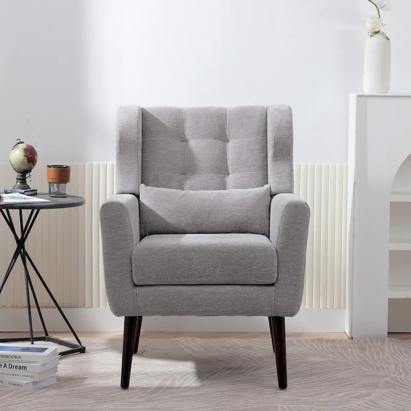 Fauteuils d'appoint rembourrés, fauteuil club avec pieds en bois pour salon, chambre à coucher ou salle de lecture