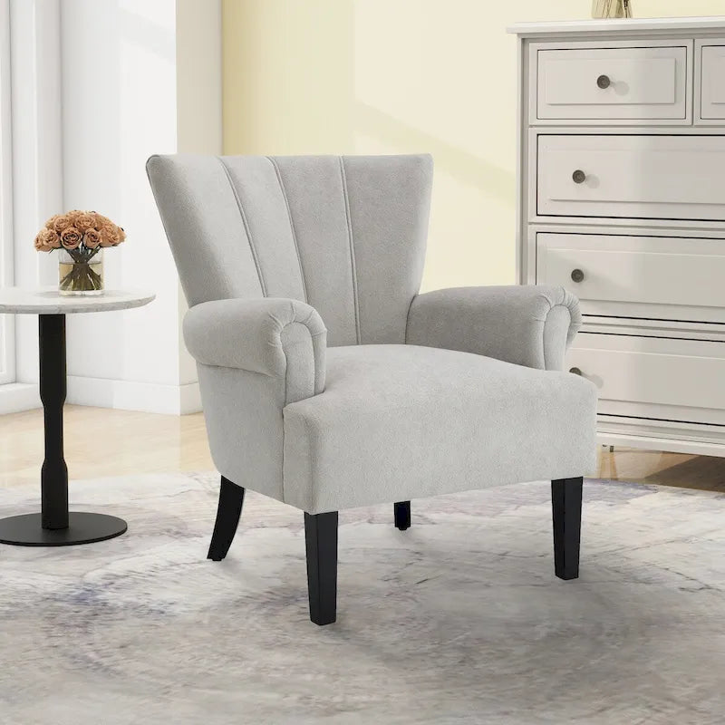 Fauteuils d'appoint rembourrés, fauteuil club avec pieds en bois pour salon, chambre à coucher ou salle de lecture