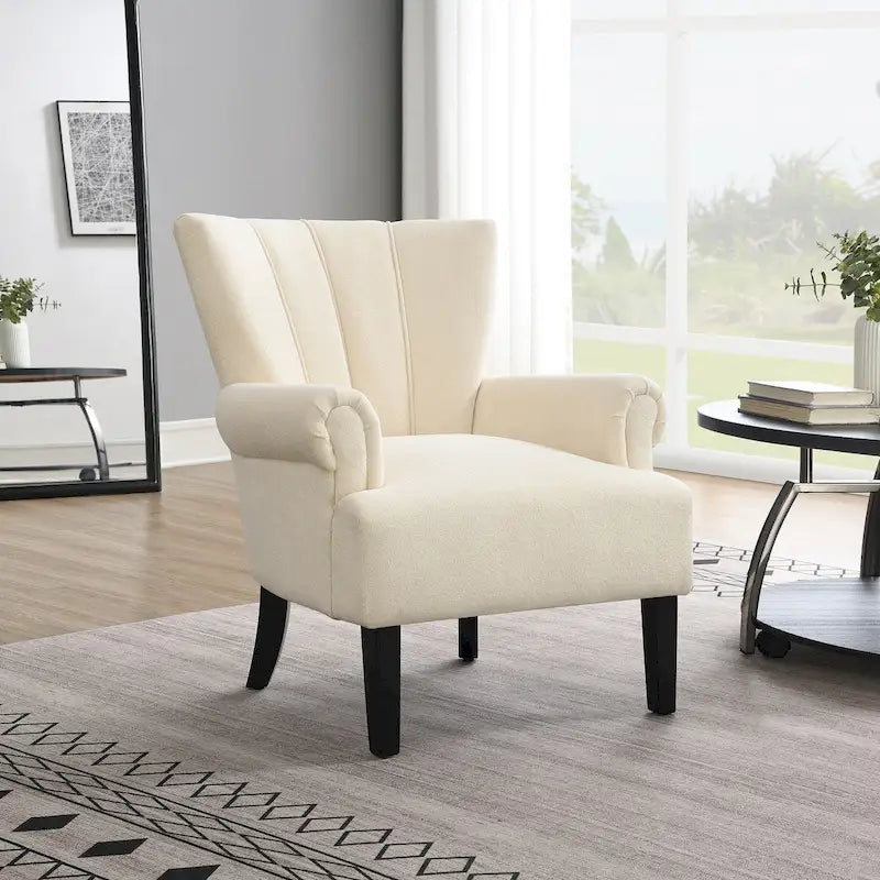 Fauteuils d'appoint rembourrés, fauteuil club avec pieds en bois pour salon, chambre à coucher ou salle de lecture