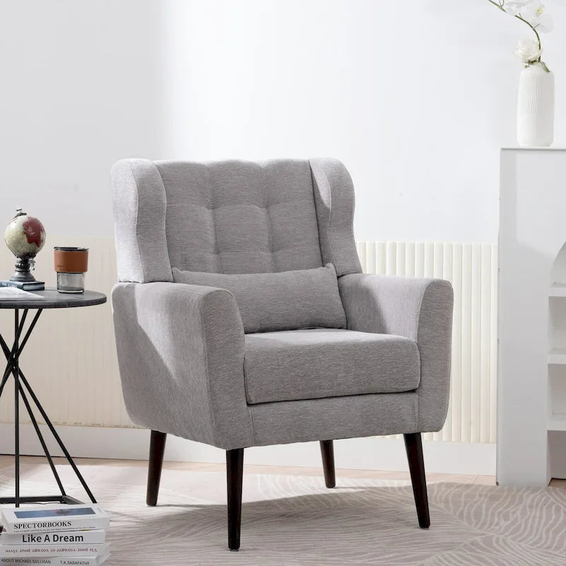 Fauteuils d'appoint rembourrés, fauteuil club avec pieds en bois pour salon, chambre à coucher ou salle de lecture