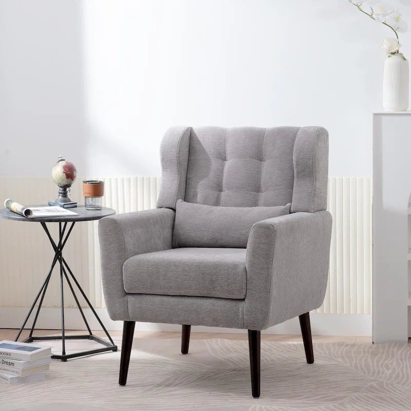 Fauteuils d'appoint rembourrés, fauteuil club avec pieds en bois pour salon, chambre à coucher ou salle de lecture