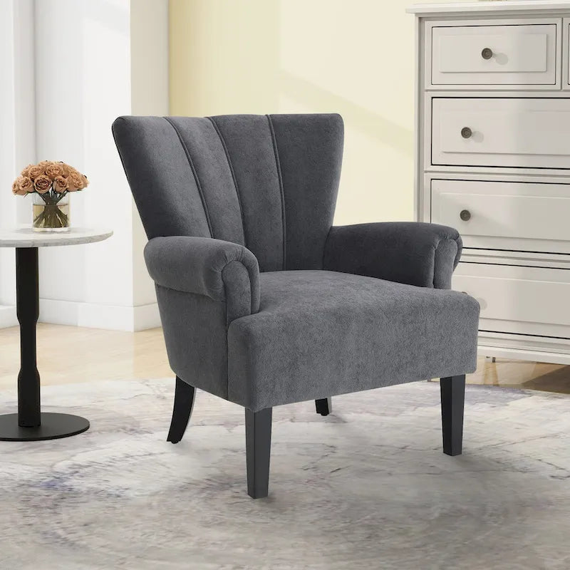 Fauteuils d'appoint rembourrés, fauteuil club avec pieds en bois pour salon, chambre à coucher ou salle de lecture