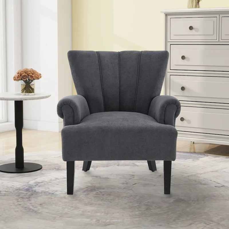 Fauteuils d'appoint rembourrés, fauteuil club avec pieds en bois pour salon, chambre à coucher ou salle de lecture