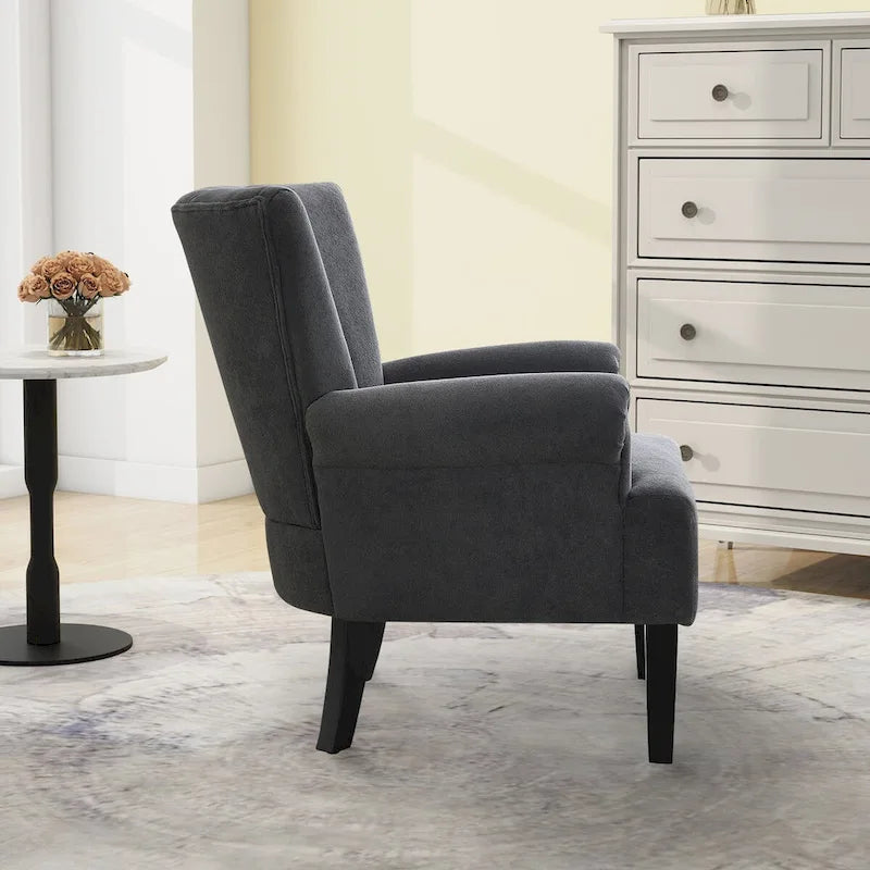 Fauteuils d'appoint rembourrés, fauteuil club avec pieds en bois pour salon, chambre à coucher ou salle de lecture