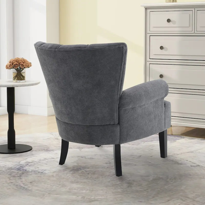 Fauteuils d'appoint rembourrés, fauteuil club avec pieds en bois pour salon, chambre à coucher ou salle de lecture