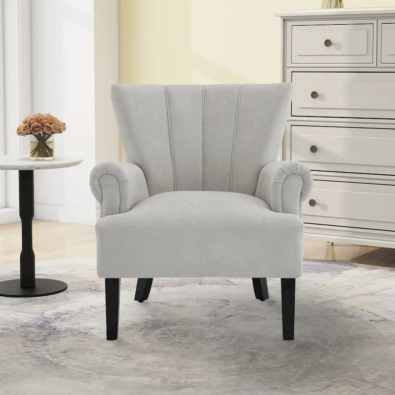Fauteuils d'appoint rembourrés, fauteuil club avec pieds en bois pour salon, chambre à coucher ou salle de lecture