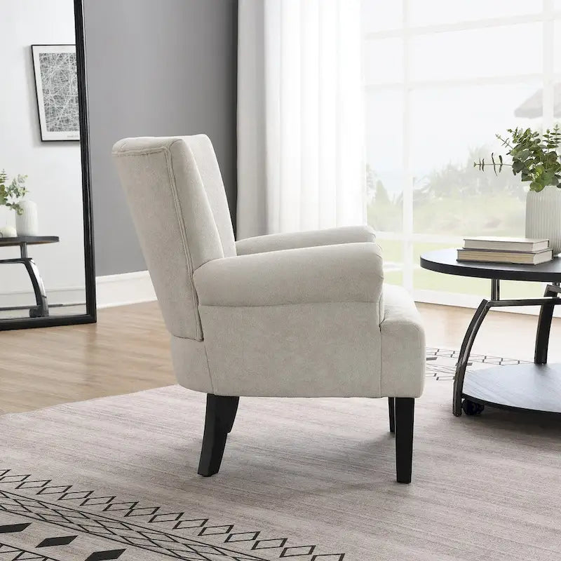 Fauteuils d'appoint rembourrés, fauteuil club avec pieds en bois pour salon, chambre à coucher ou salle de lecture