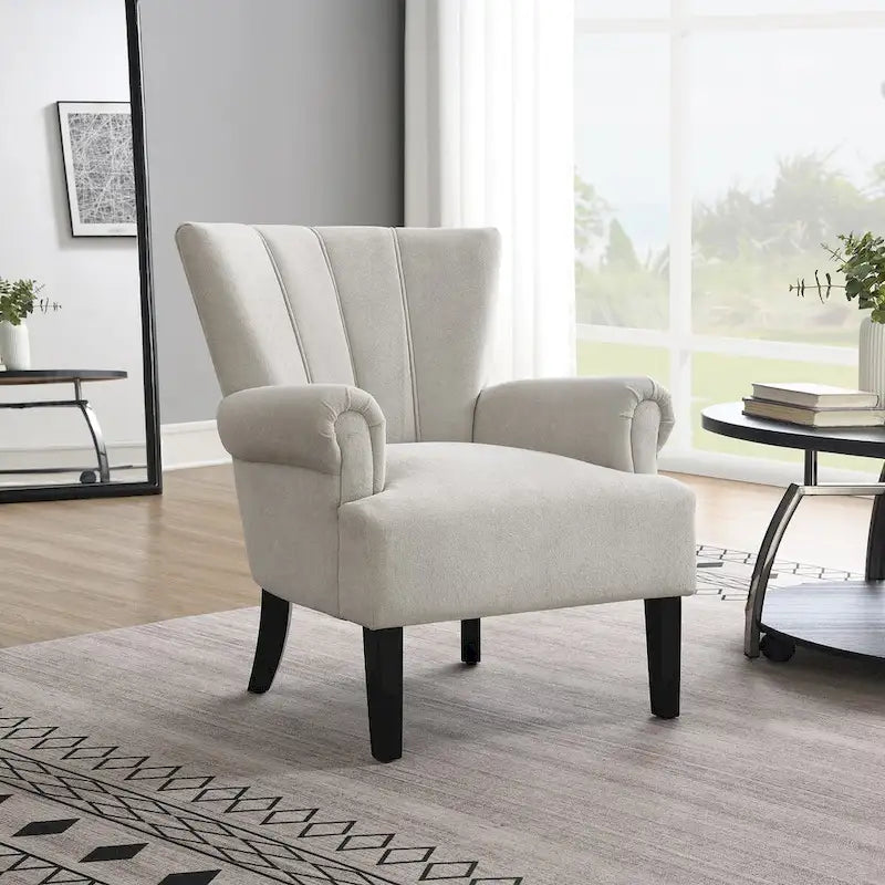 Fauteuils d'appoint rembourrés, fauteuil club avec pieds en bois pour salon, chambre à coucher ou salle de lecture