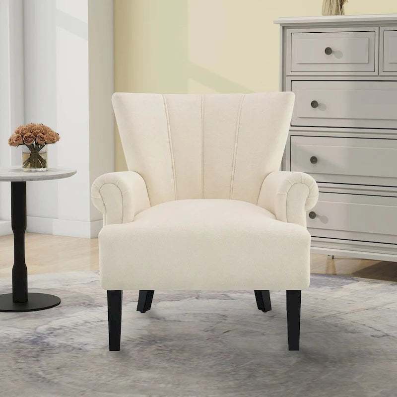 Fauteuils d'appoint rembourrés, fauteuil club avec pieds en bois pour salon, chambre à coucher ou salle de lecture