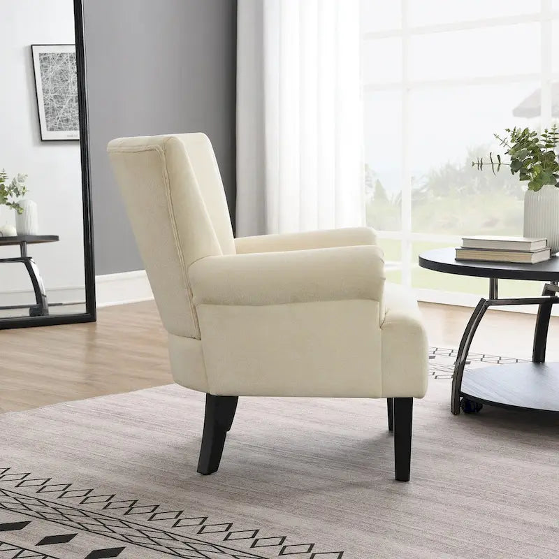 Fauteuils d'appoint rembourrés, fauteuil club avec pieds en bois pour salon, chambre à coucher ou salle de lecture