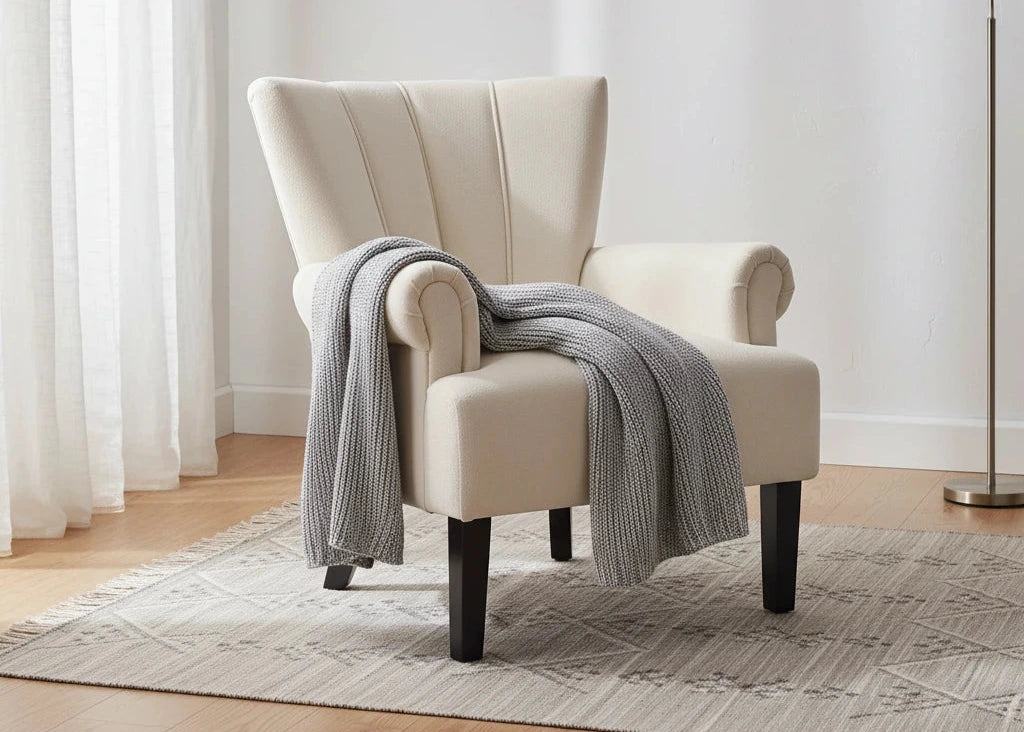 Fauteuils d'appoint rembourrés, fauteuil club avec pieds en bois pour salon, chambre à coucher ou salle de lecture