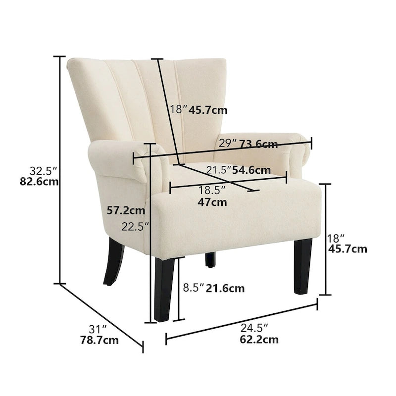 Fauteuils d'appoint rembourrés, fauteuil club avec pieds en bois pour salon, chambre à coucher ou salle de lecture