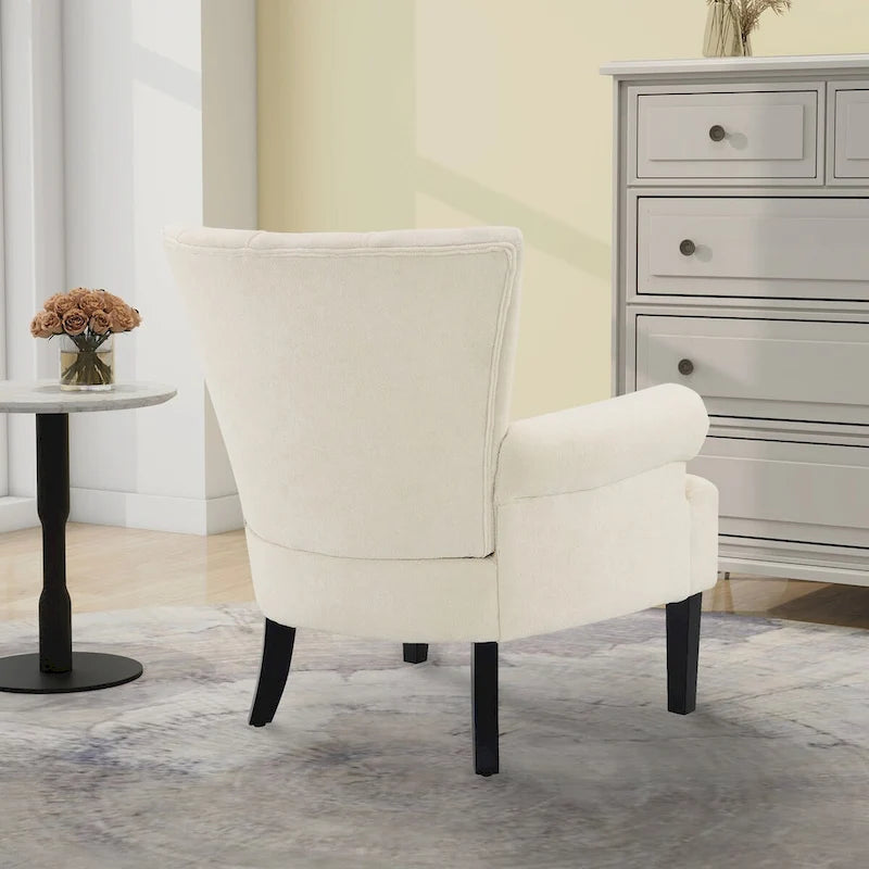Fauteuils d'appoint rembourrés, fauteuil club avec pieds en bois pour salon, chambre à coucher ou salle de lecture