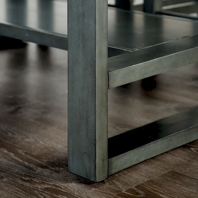 Table de salle à manger noire en bois massif de 60 pouces, hauteur comptoir, avec tiroirs