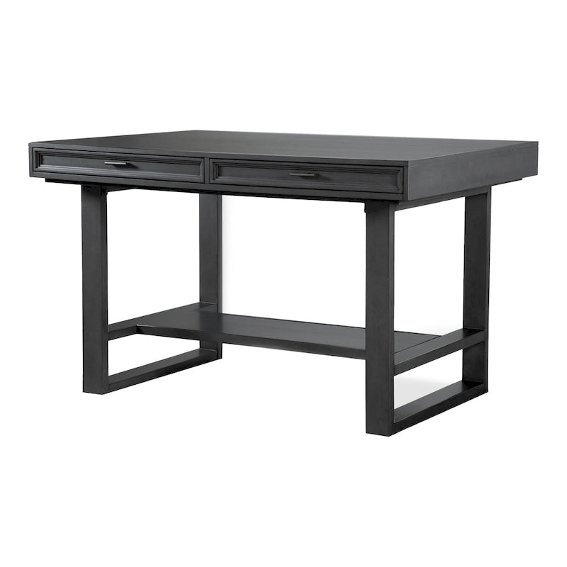 Table de salle à manger noire en bois massif de 60 pouces, hauteur comptoir, avec tiroirs
