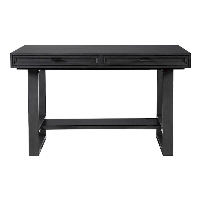 Table de salle à manger noire en bois massif de 60 pouces, hauteur comptoir, avec tiroirs