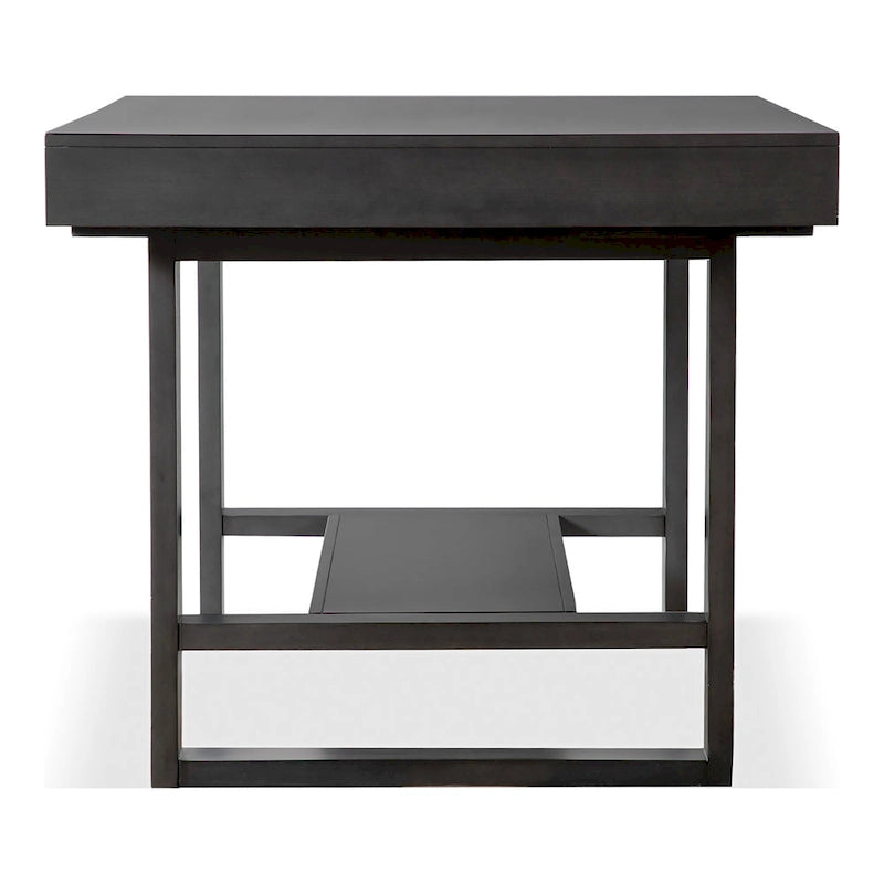 Table de salle à manger noire en bois massif de 60 pouces, hauteur comptoir, avec tiroirs
