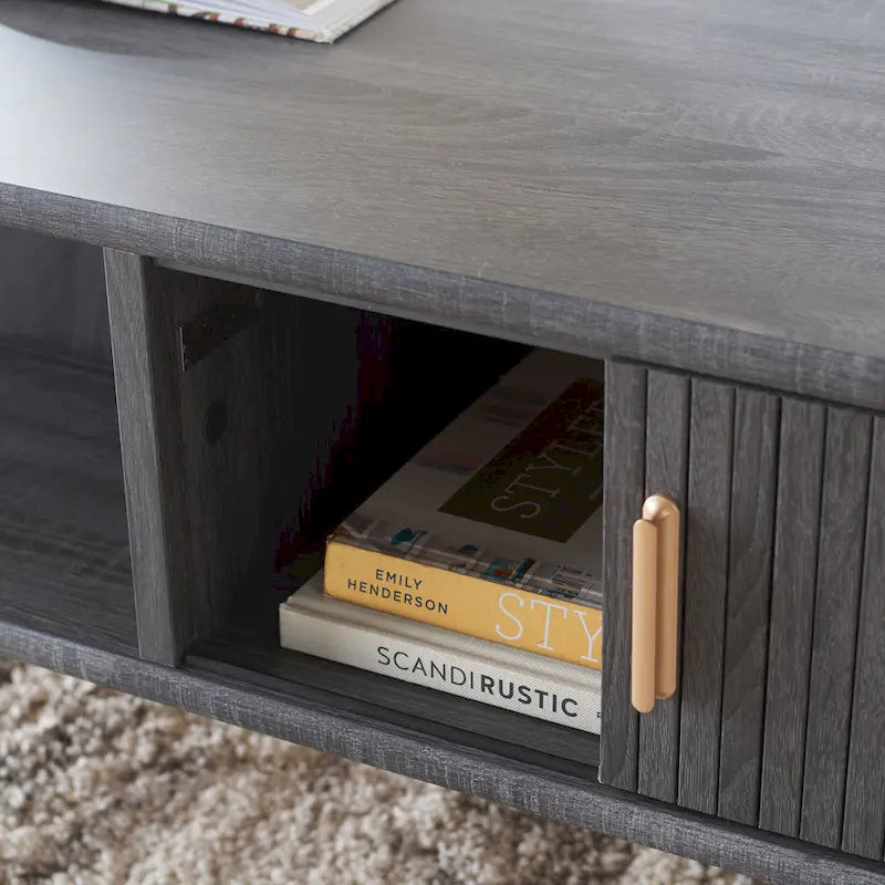 Table basse à portes coulissantes Home 2 Tambour - 43Wx22Dx17H